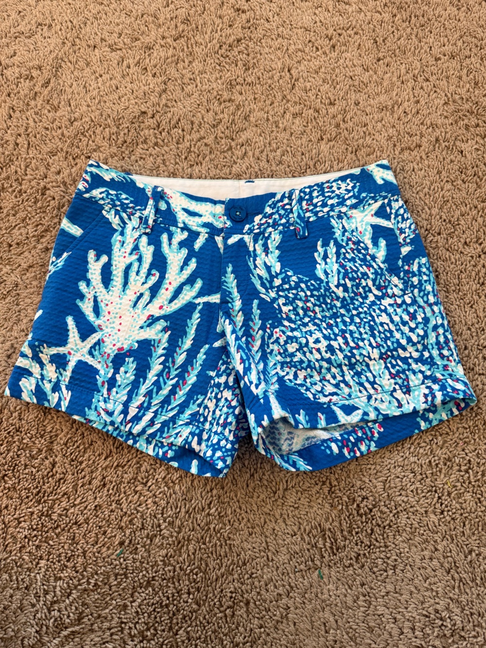 Lilly Pulitzer Blue Coral Reef Print Shorts